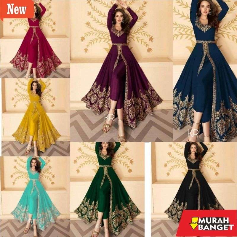 BAJU TIMUR TENGAH UNTUK LEBARAN- 3 UKURAN L XL XXL SET DEPIKA BORDIR ASLI SET LONG TUNIK BORDIR PREM