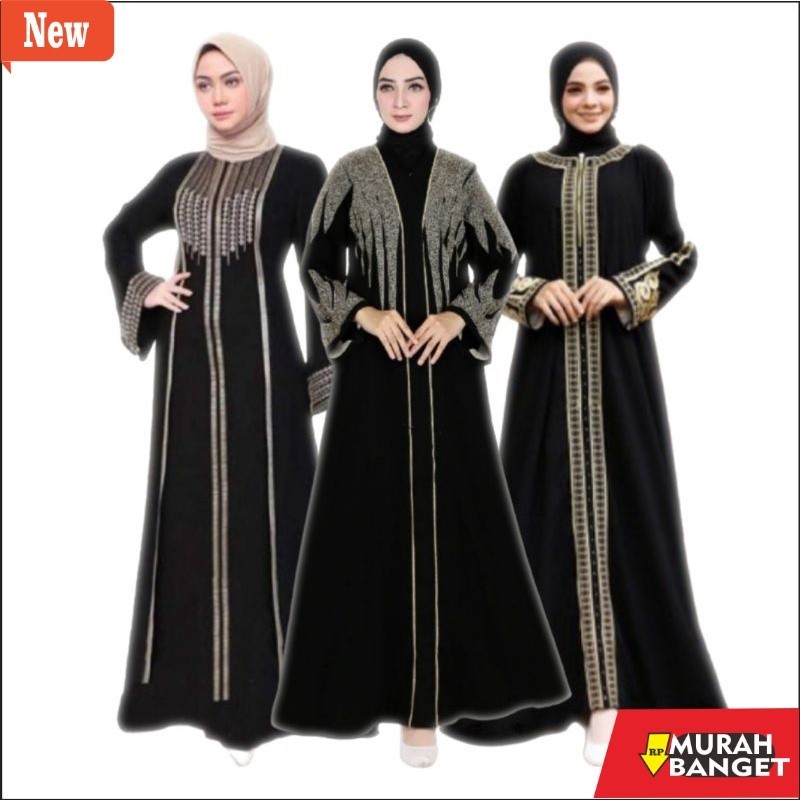 Abaya Turky untuk lebaran- gamis syari arabian wanita dewasa ibu muslimah warna hitam baju dress aba