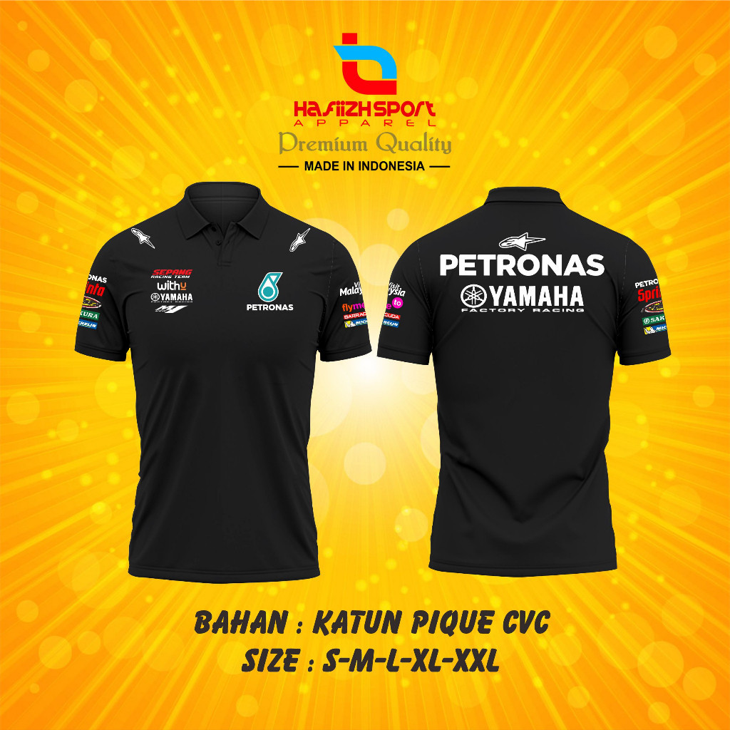 BAJU KAOS POLO RACING YAMAHA FACTORY PETRONAS 46 PREMIUM