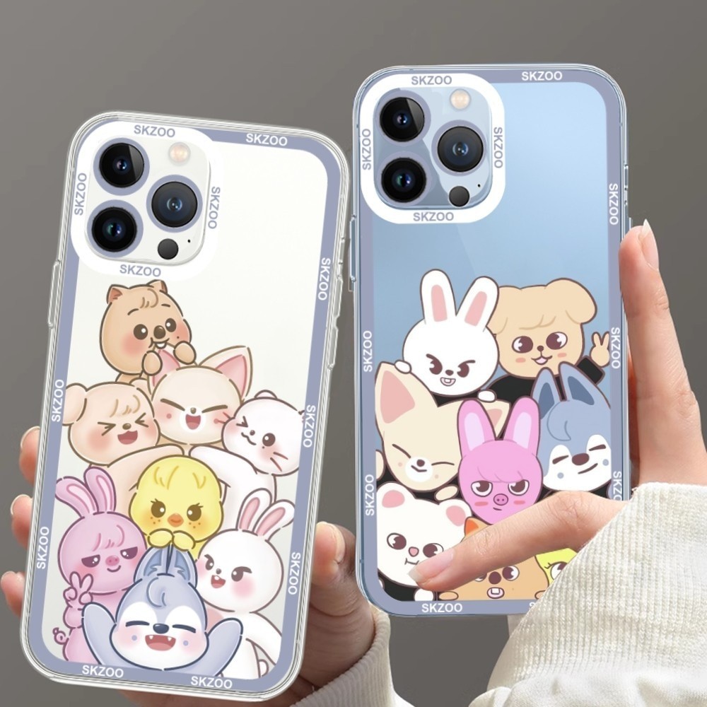 Kpop S-Stray--kids S-skzoo Phone Case For iPhone 11 12 Mini 13 14 15 Pro Max Transparent Shell