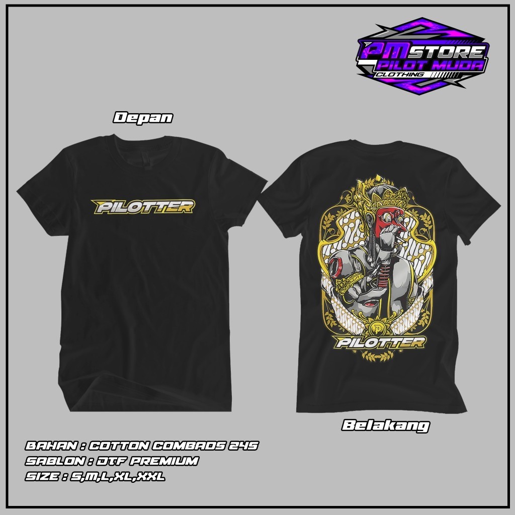 [Bisa COD] Kaos Pilotter Batik Wayang Original Merchandise | Kaos Katun 24s Asli | Baju Kaos Viral P