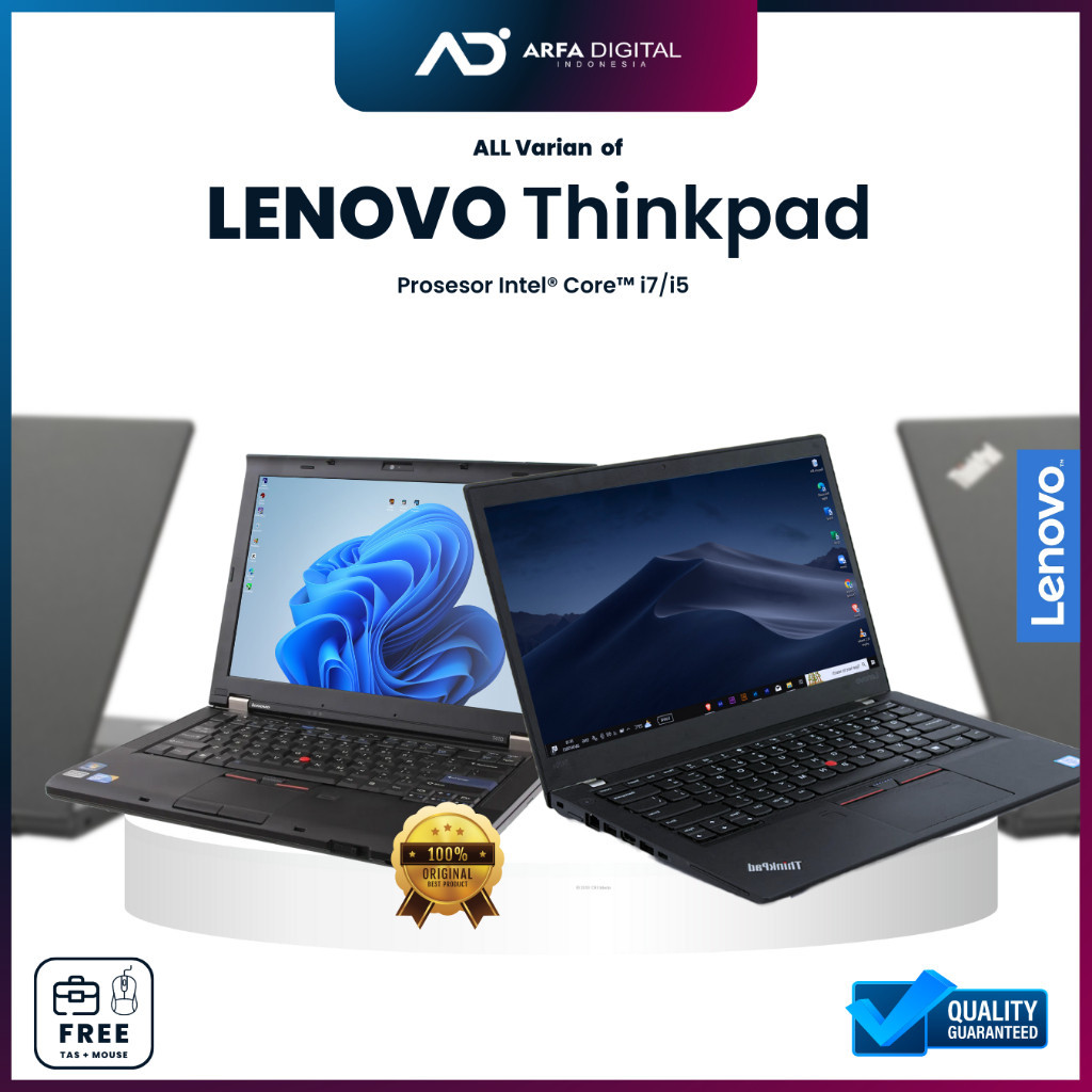 Laptop Lenovo Thinkpad Core I7 / I5 Ram 8GB SSD 256GB Murah Bergaransi