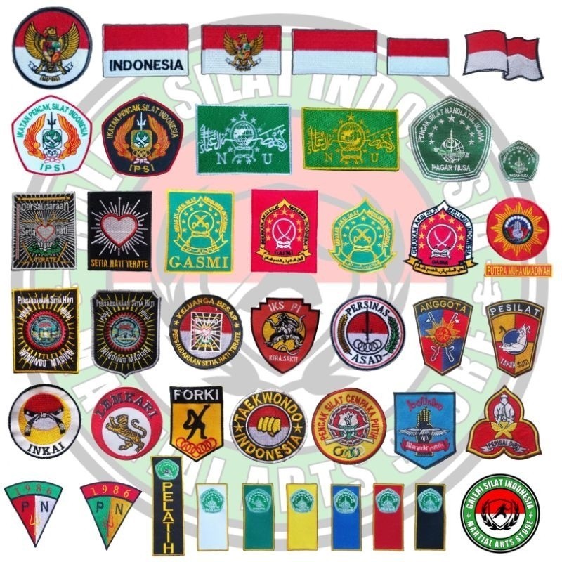 Bordir Bet Logo Bordir Perguruan Beladiri Pencak Silat Indonesia Bendera Garuda Ipsi Hitam Putih NU 