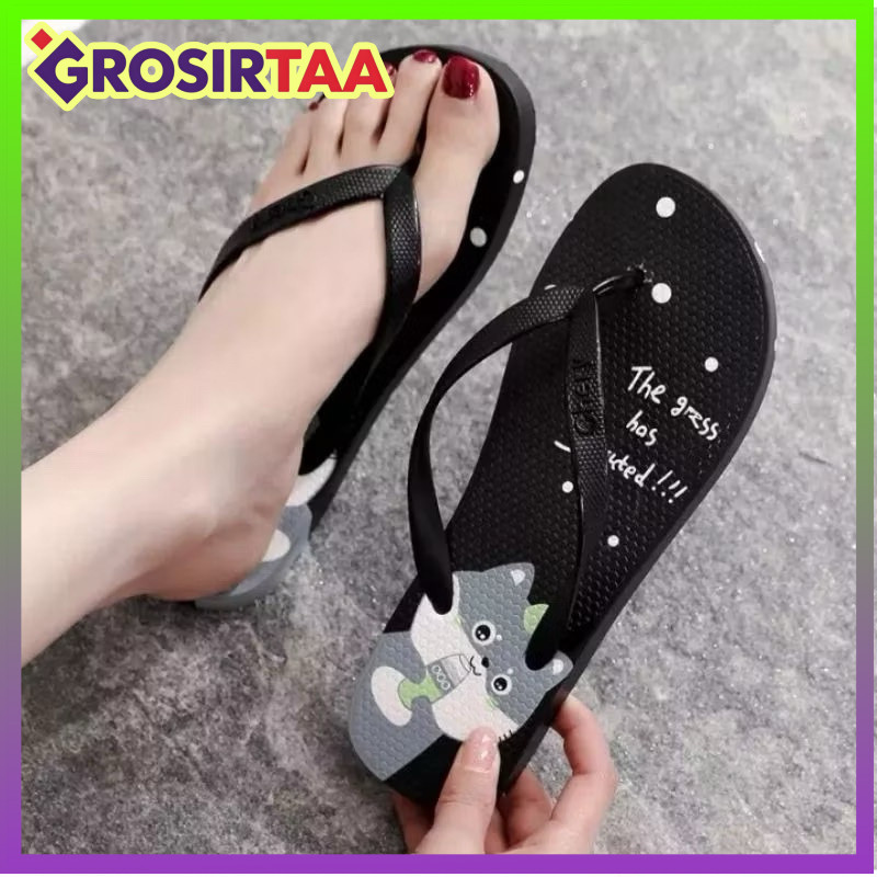COD Makassar Sandal jepit wanita Sendal Jepit wanita Sandal kucing