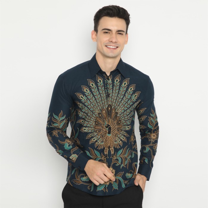 [[Premium]]BEST Enzy Batik Kemeja Batik Pria Wanara - Navy - XL