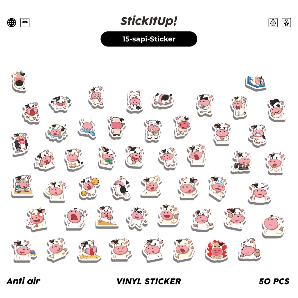

COD 50 Pcs Stiker Sapi Lucu Anti Air Untuk Dekorasi Notebook Sepeda Skateboard Handphone