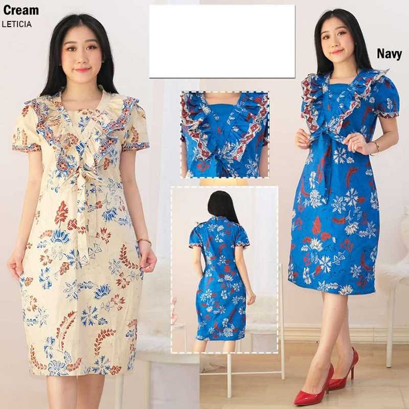 Leticia Dress Wanita Batik Couple Modern Dress Batik Modern Gaun Pesta