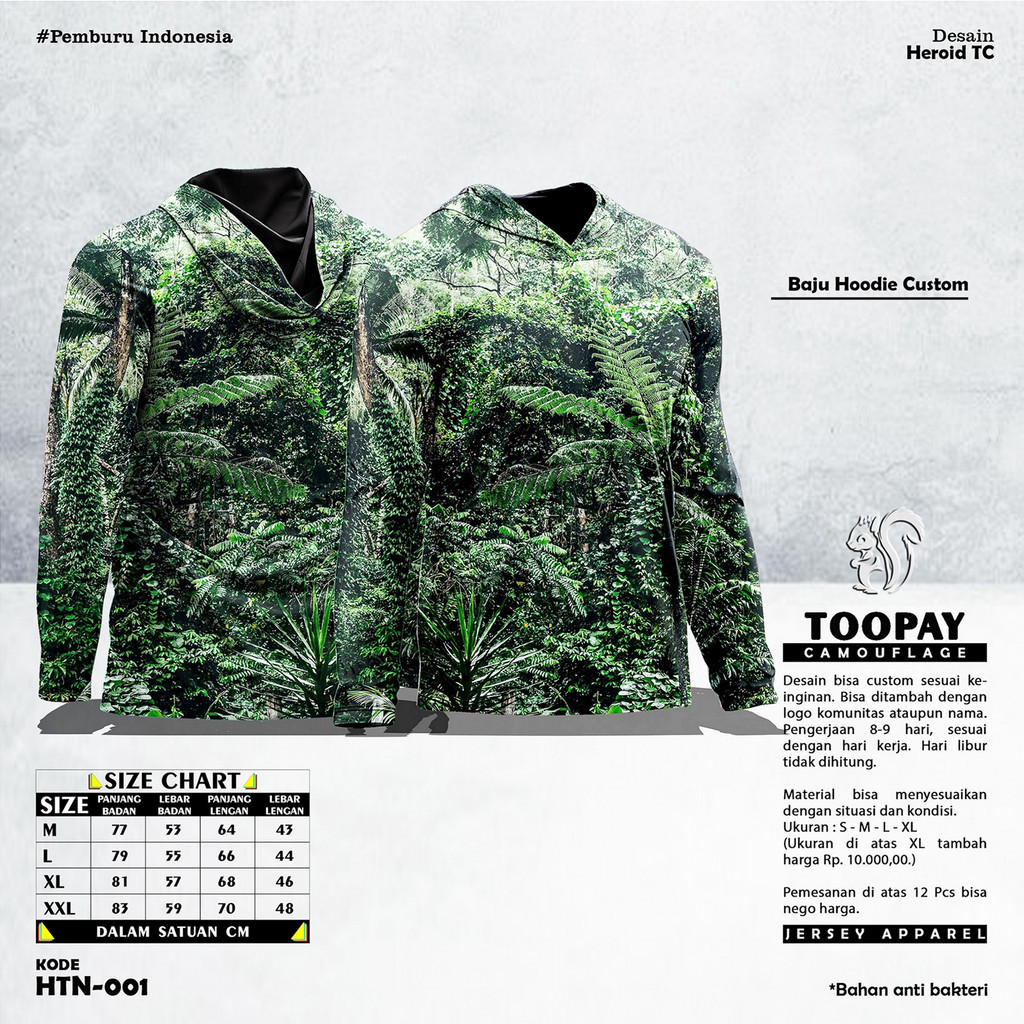 Baju Kamuflase Hunting Camo dan Kaos Berburu Lengan Panjang Camo untuk Pria Motif Hutan Sejati