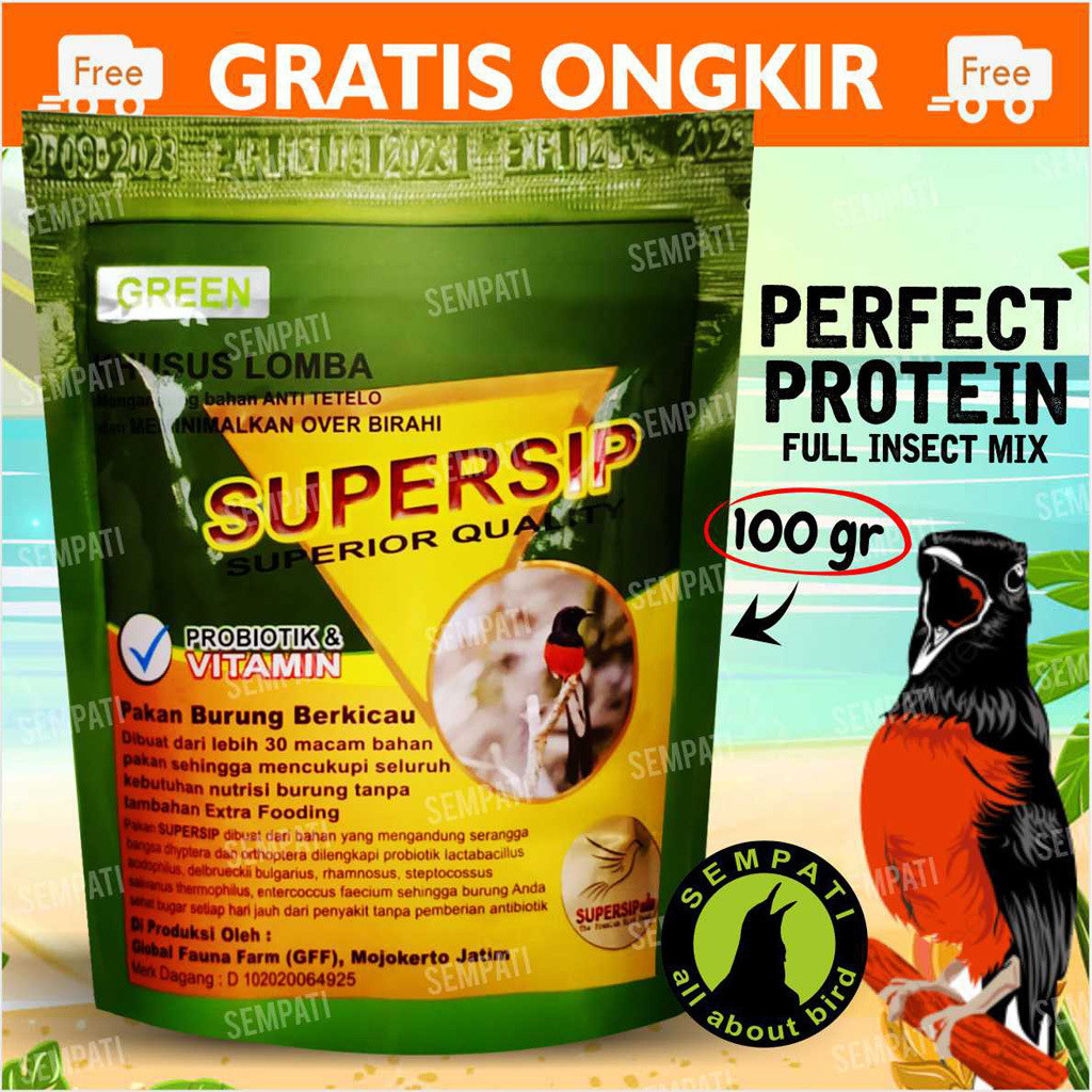 SEMPATI SUPERSIP HIJAU PAKAN VOER PUR LOMBA BURUNG MURAI BATU CILILIN CIBLEK KACER CENDET VOER SUPER