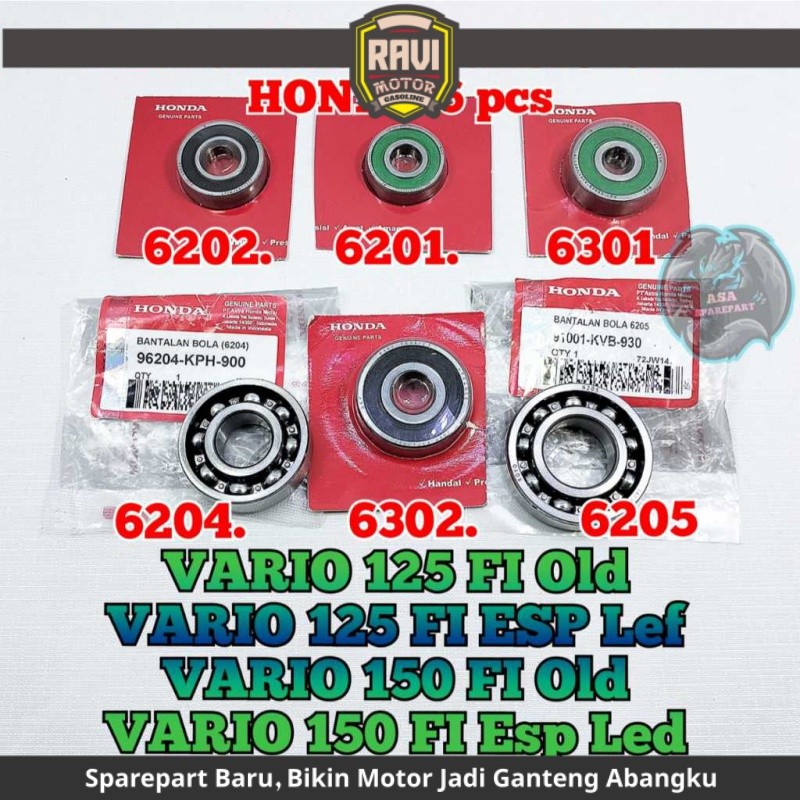 Bearing rasio kzr set 6 pcs asli original motor honda Vario 125 fi Old , Vario 125 fi Esp Led , Vari