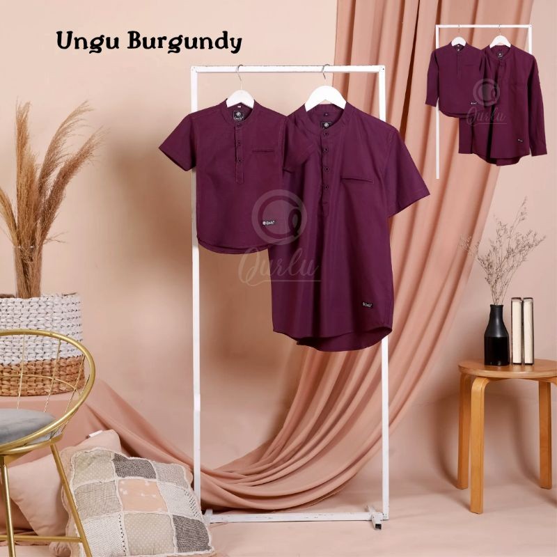 BDY79 Qurlu - Kemeja Koko Dewasa / Anak warna UNGU TUA ( baju couple ayah dan anak laki laki ) baju 