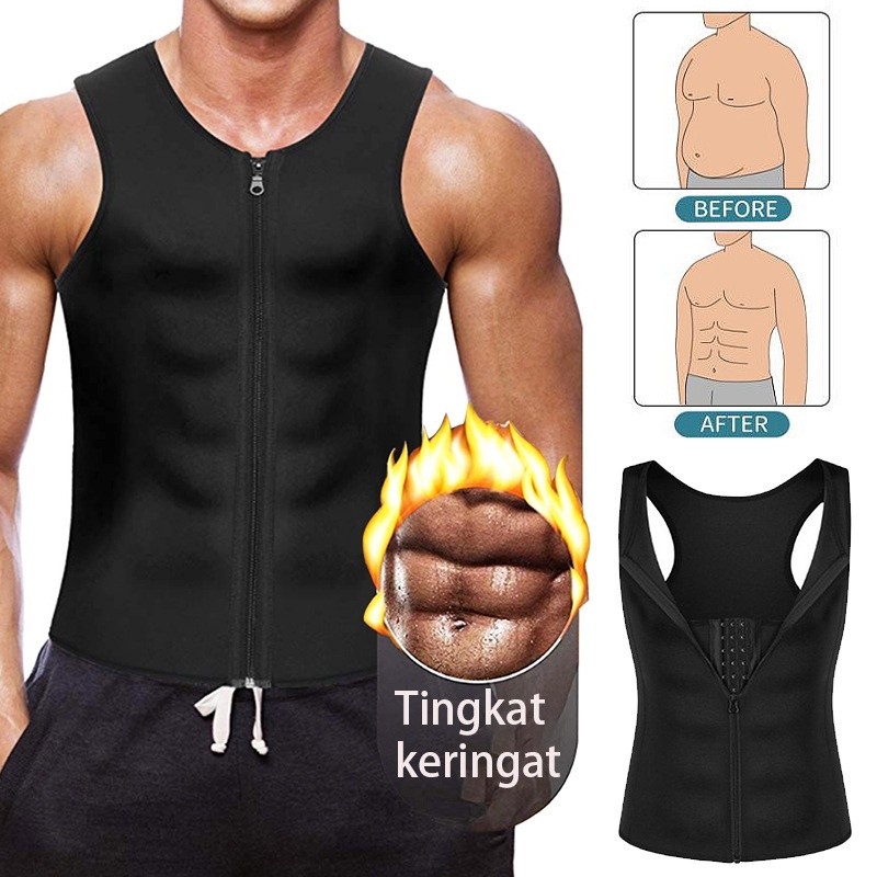 Deduksi Ritsleting Mengikat Korset Pelangsing Perut Pria Pembakar Lemak Shapewear Corset Pelangsing 