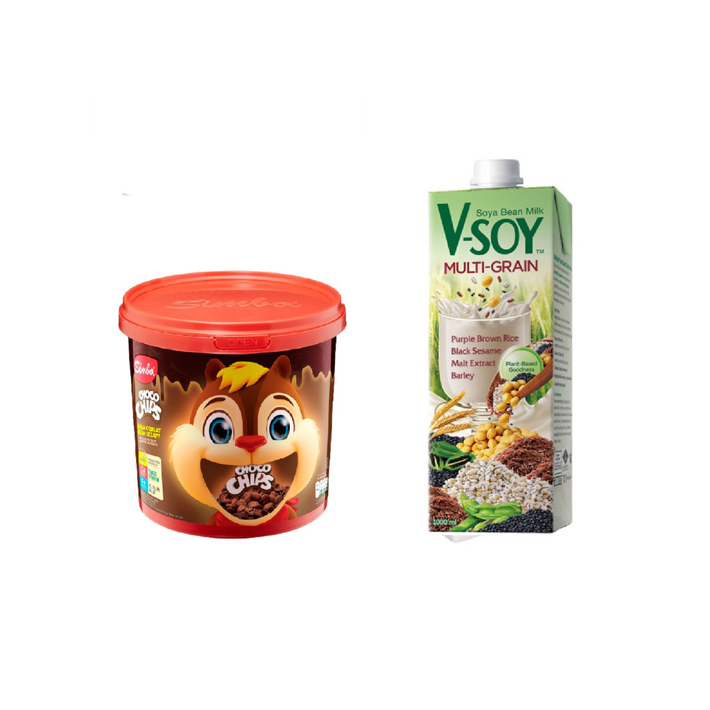 

Simba Choco Chips Sereal Jar 220 gr + V-SOY Susu Kedelai Multi Grain 1 L