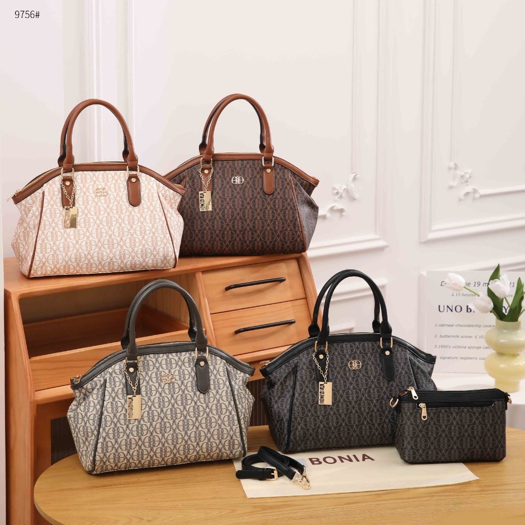 TAS HANDBAG 9756BB WANITA BAHAN KULIT SEMI PLATINUM TENTENG SELEMPANG SHOULDER