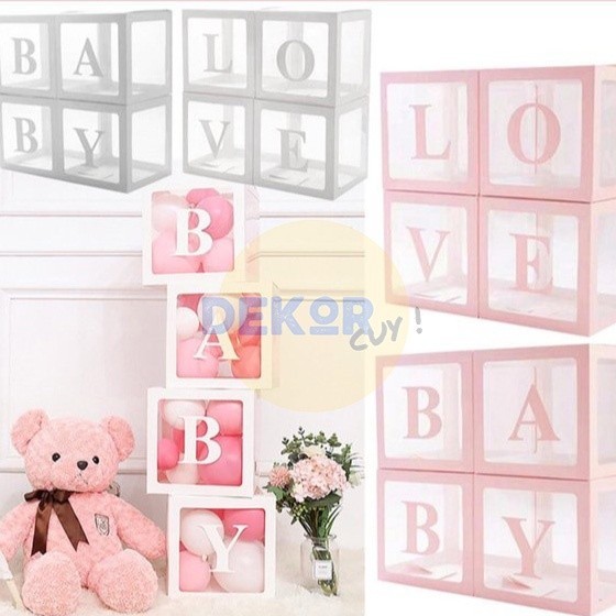 

KOTAK BALON DEKORASI / BALLOON BOX DECORATION LOVE BABY SET / 4PCS BOX BABY