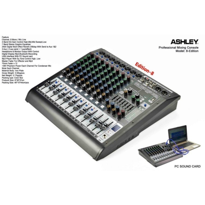 agen Mixer Ashley 8 Edition Original 8 Channel Bluetooth