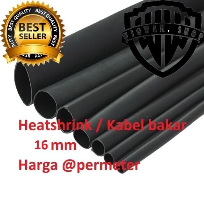 Heatshrink Selongsong Kabel Bakar 16 mm @meter (Hitam)