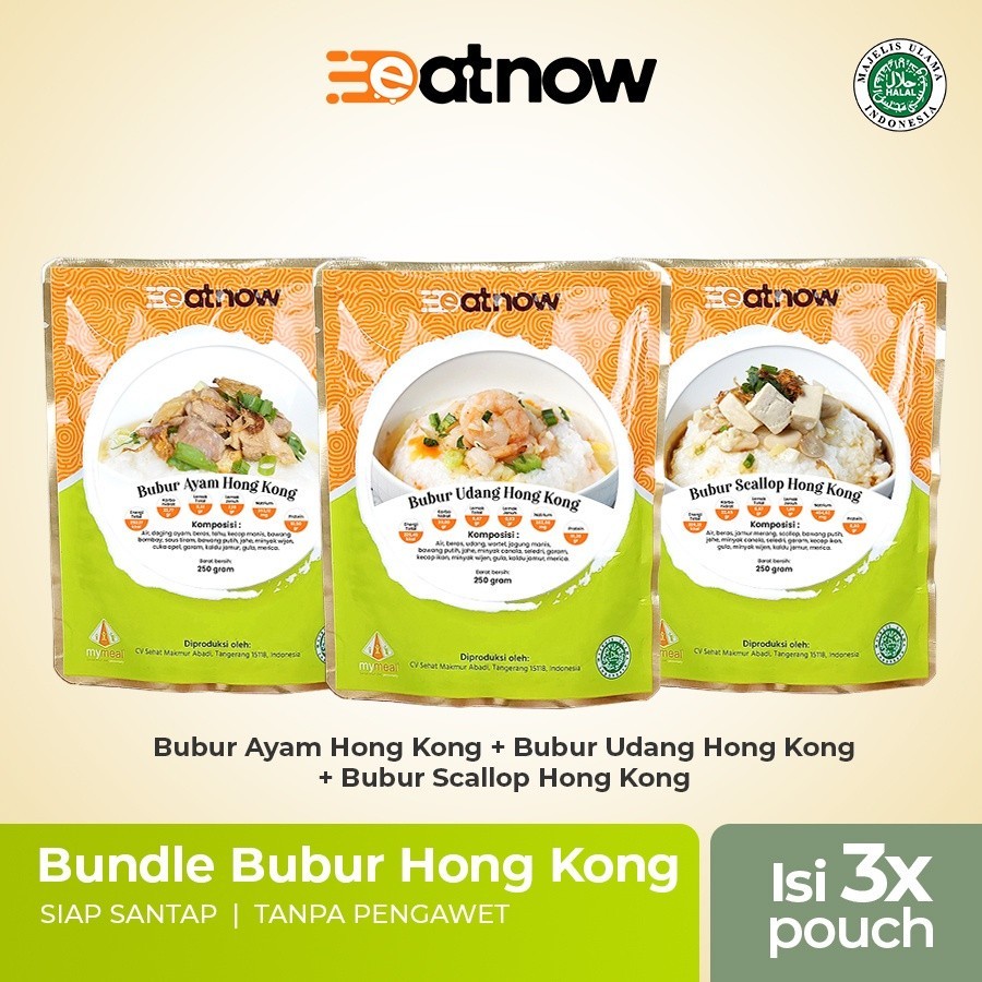 

EatNow Bubur Hong Kong Bundle - Ayam - Scallop - Udang - Makanan Siap Saji - Makanan Instan