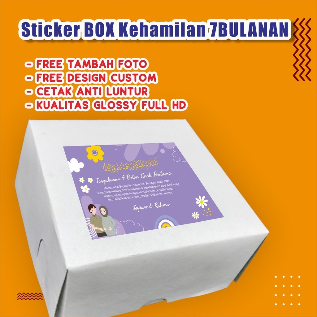 Sticker Kehamilan 7 Bulanan Stiker Box Kotak Nasi Tasyakuran Kehamilan