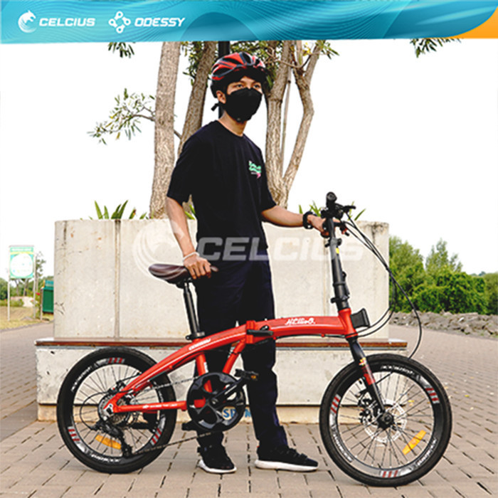 HOT PROMO SEPEDA LIPAT ODESSY HELLIO8 - OD LP 20 55 8 SPEED - Abu-abu