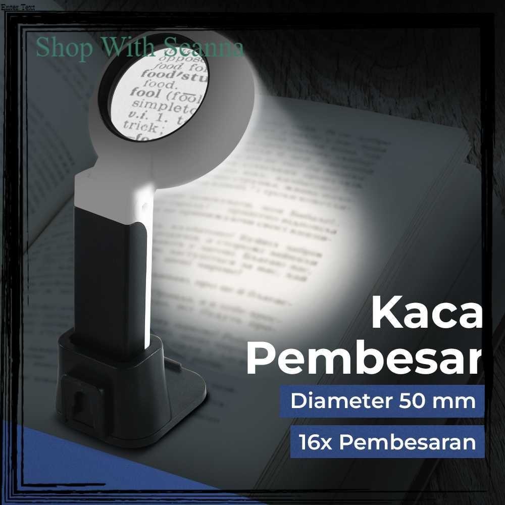 

NOF Kaca Pembesar LED Foldable Light Desktop Magnifying Glass 50mm 16x - TH-7020A