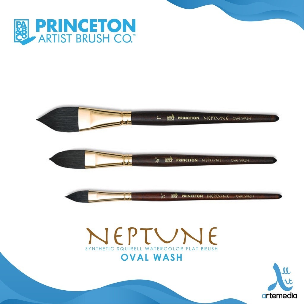 

Princeton Neptune 4750OW Oval Wash Synthetic Watercolor Brush Short Handle Kuas Lukis