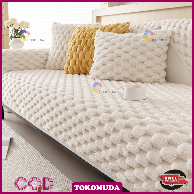 TOKOMUDA COD sarung sofa Bulu soft Mat Towel Anti-slip Cover Sofa Bulu Tebal Halus Cover sofa sudut