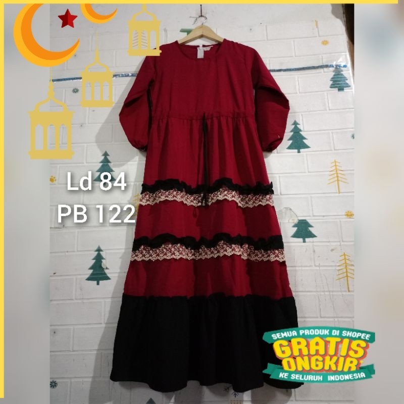 pl gamis anak/Maron merah bata red anak tanggng