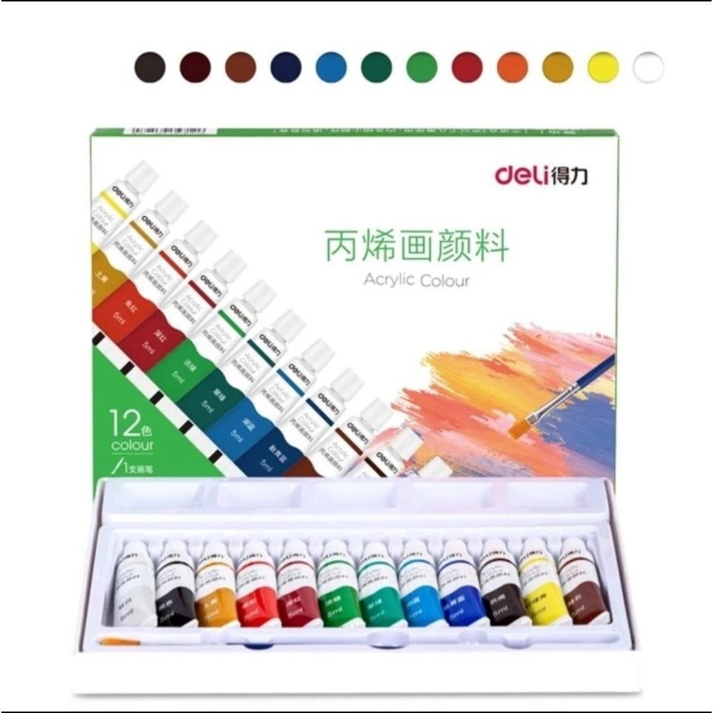 

Deli Acrylic Paint/Cat Akrilik Anak 12C Dapat Ditulis Di Kain 73913