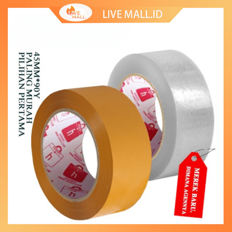 

COD Lakban Bening 90Yard Isolasi selotip clear tape 45MM Daya Lengket kuat lakban coklat Fragile