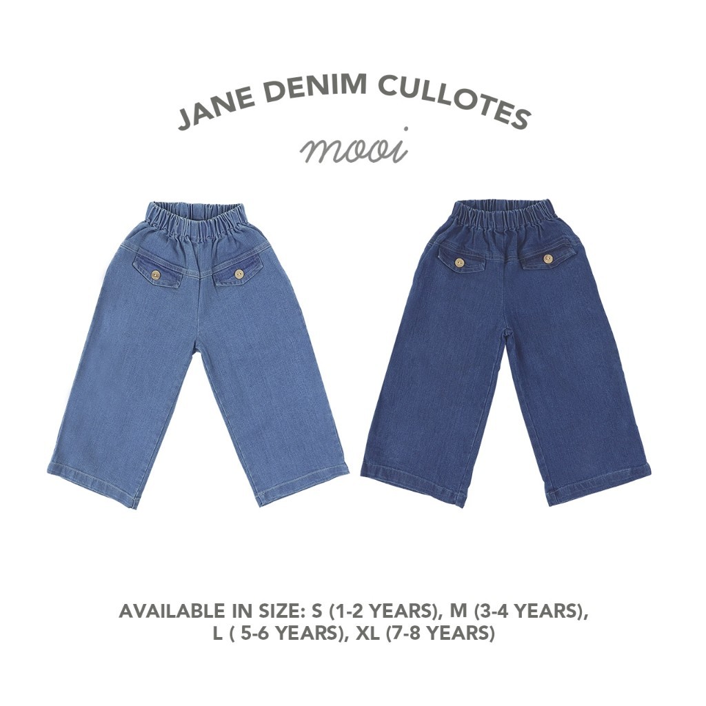 YI21 Mooi Celana Jeans Anak Jane Denim Cullotes