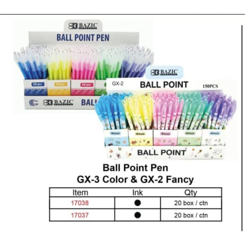 

(PCS) BOLPEN/ PULPEN/ BALLPOINT GX-2 (CORAK) / GX-3 (WARNA POLOS) - [1 PAK:150 PCS]