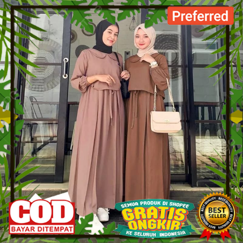 [COD] Gamis Drees Glenca Maxy Crinkle Airflow Premium Busui Jumbo// BAJU MUSLIM RAMADHAN 2024