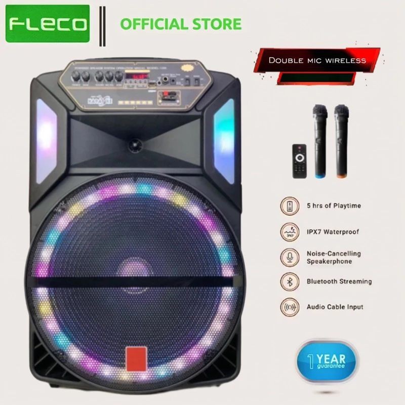 COD NEW SPEAKER PORTABLE FLECO 12 INCH FLECO F-12106 X BASS RADIO MP3 15 INCH 298