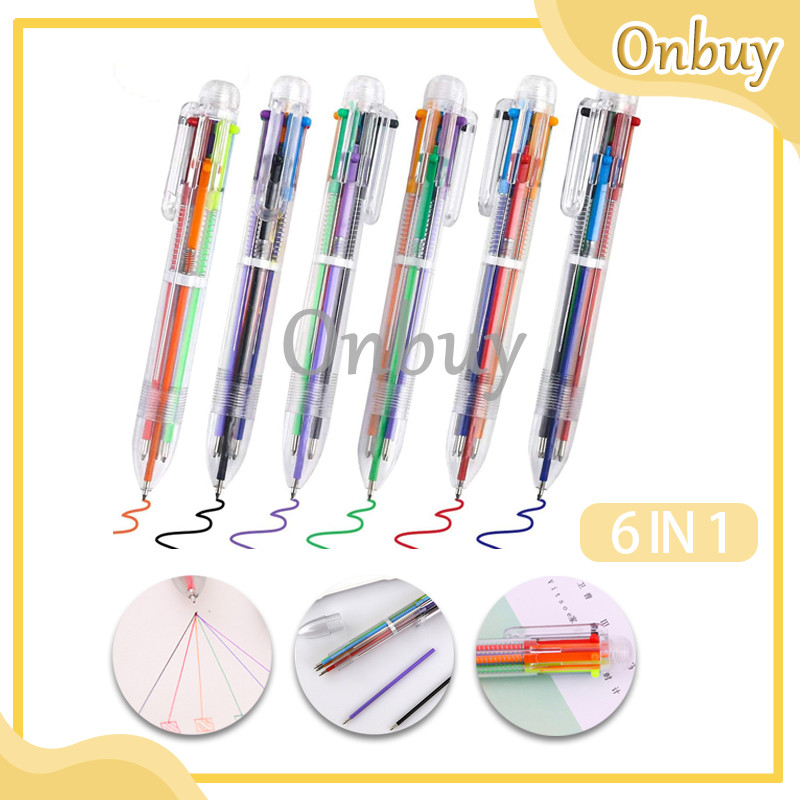

Pulpen 6 Warna Transparan Pena Ballpont Pen Six-in-One Color
