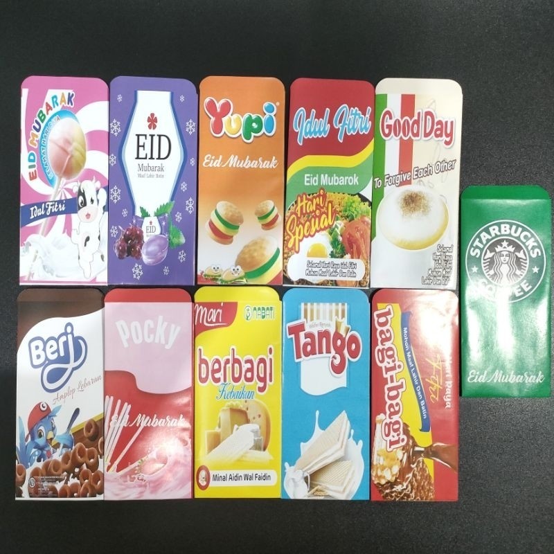 

[1 PACK ISI 10] AMPLOP LEBARAN ANGPAO MUBARAK EID 2024 STARBUCKS INDOMIE SNACK UKURAN BESAR