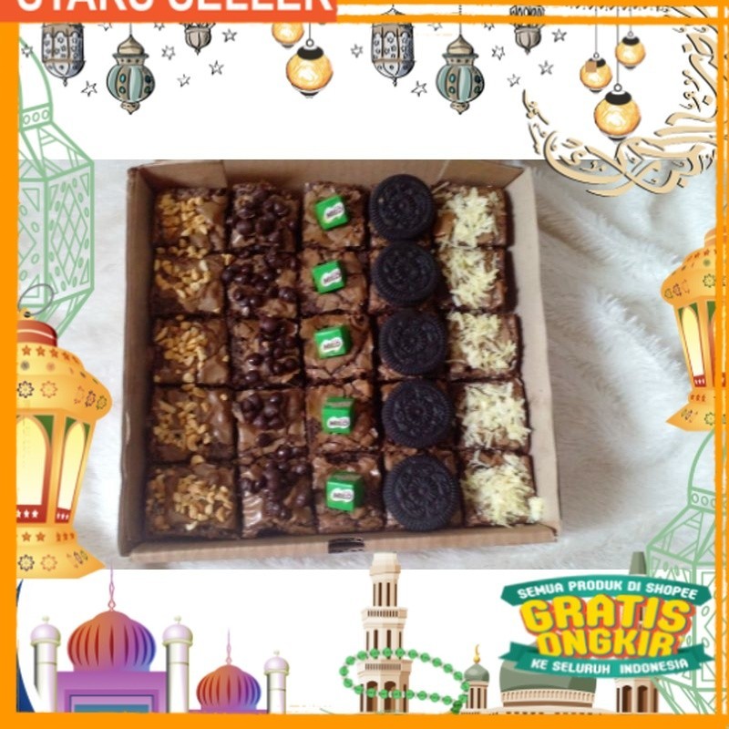 

FUDGY BROWNIES PREMIUM SEKAT 20X20 ISIAN CAMPUR BRONIS BROWNIS HAMPERS BROWNIES/ King J Snack