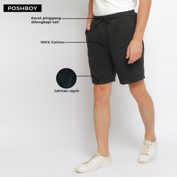 POSHBOY Celana Pendek Size M-XL London Short Pants Poplin Cotton CK-77 - Navy, L