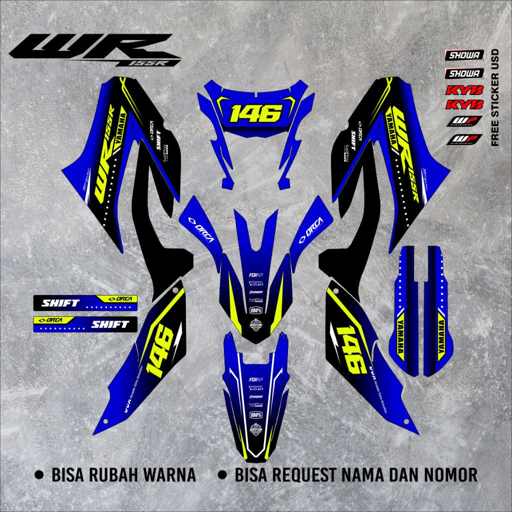 DECAL YAMAHA WR 155 FULL BODY PREMIUM WARNA PUTIH Bebas Custom variasi V2 39