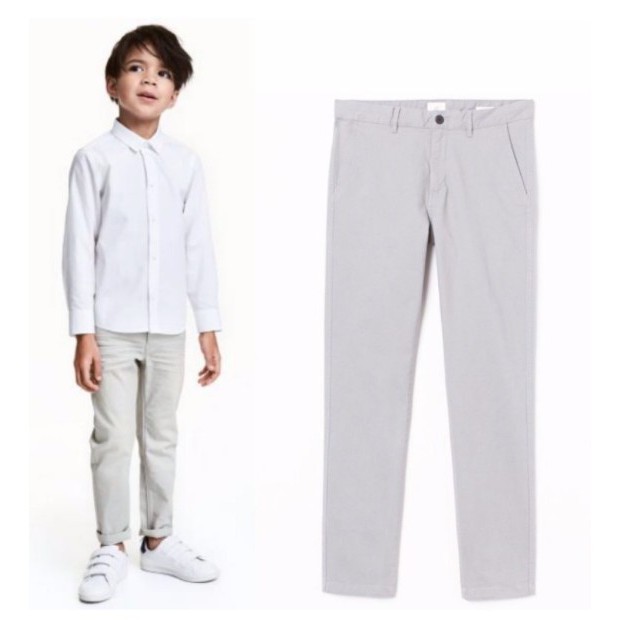 CELANA PANJANG HM CHINO SIMPLY LIGHT GREY HNM ANAK LAKI LAKI H&M