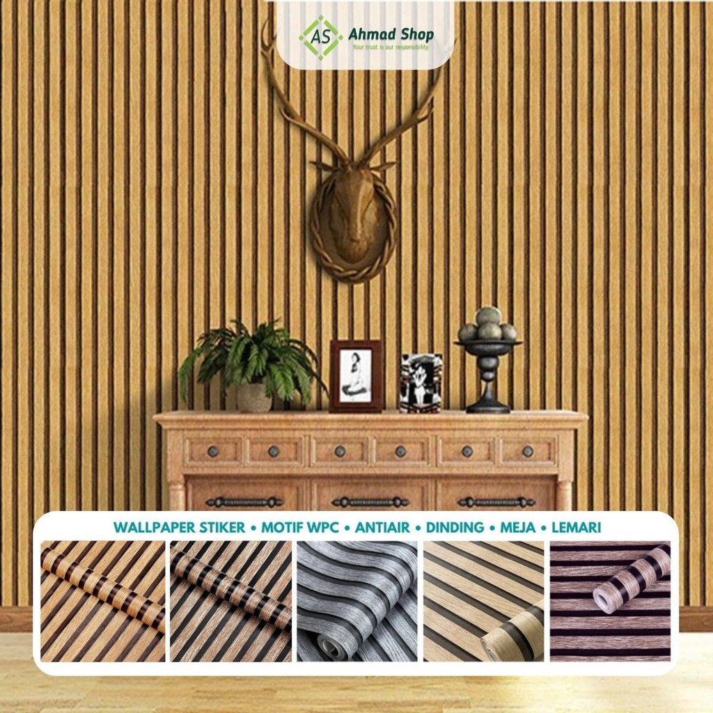 Wallpaper Stiker Dinding Motif Kayu WPC Wood Panel Composite 3D Sticker Walpaper COD High Quality Em