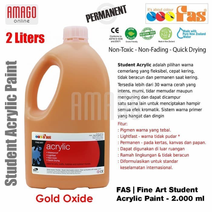 

Cat Akrilik Lukis FAS Student Acrylic Paint - 2 liter - Gold Oxide