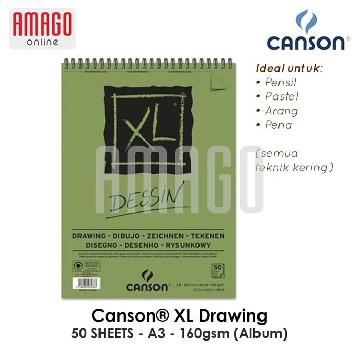 

CANSON XL Drawing - Dessin - 50 sheets - A3 (29,7 X 42 Cm) - 160G (Album) - 400039089