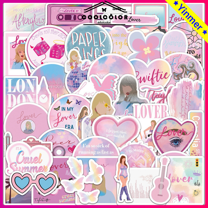 

COD✨Stiker pecinta Album Taylor stiker tahan air seri merah muda stiker dekorasi buku besar tangan-Yinmer