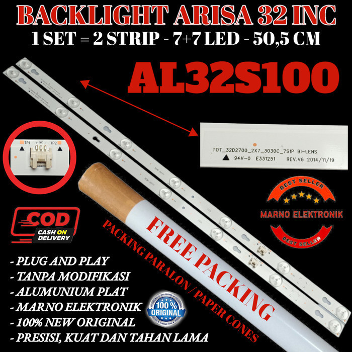 BACKLIGHT ARISA 32 INC AL32S100 AL 32S100 32S LAMPU BL 7K 3V -BB12