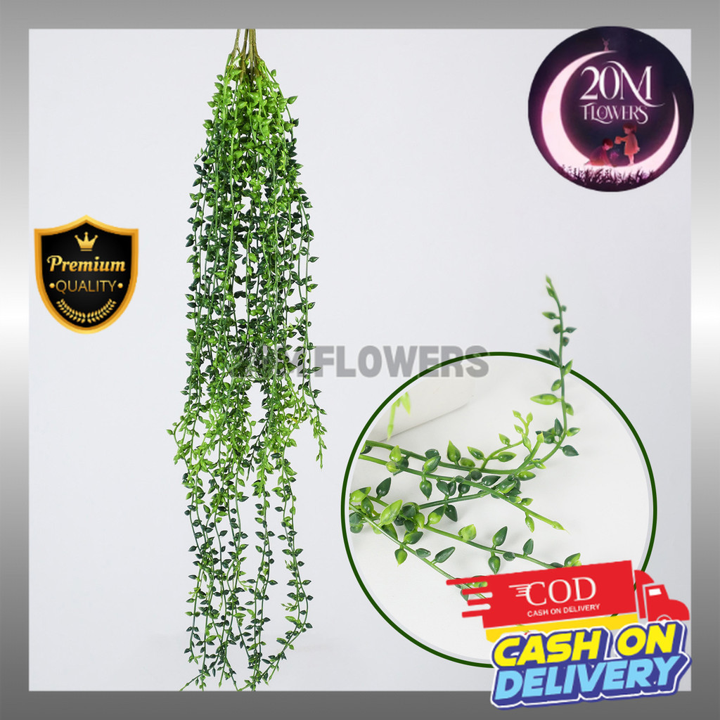 1PCS DAUN RAMBAT JUNTAI MELINJO ARTIFICIAL POT BUNGA PREMIUM DENGAN DAUN SUKULEN KUACI GANTUNG JUNTA