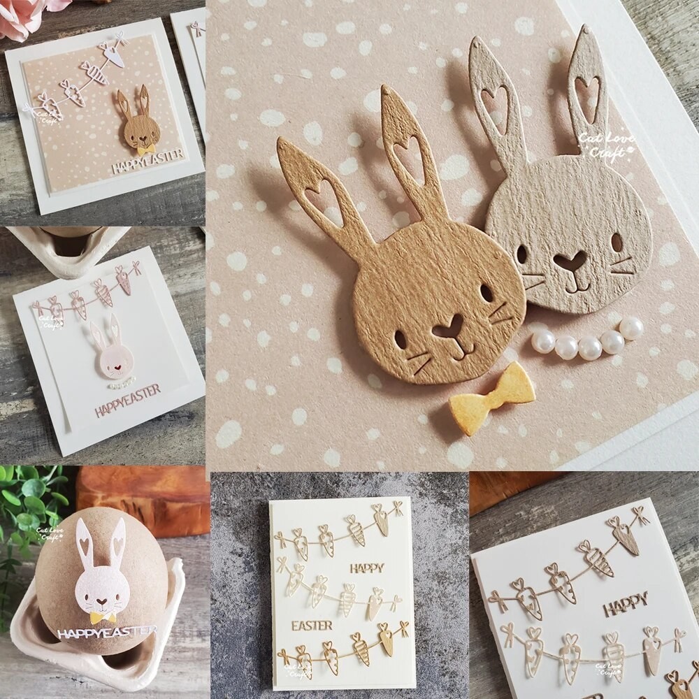 

Catlove Rabbit Bunny Carrot Garland Metal Cutting Dies Scrapbooking Stencil Die Cuts Card Making DIY Craft Embossing New Dies