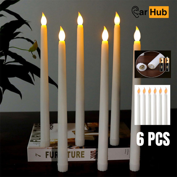 6PCS Lilin LED - Lilin Panjang Lampu Elektrik Lilin - Lilin Lampu