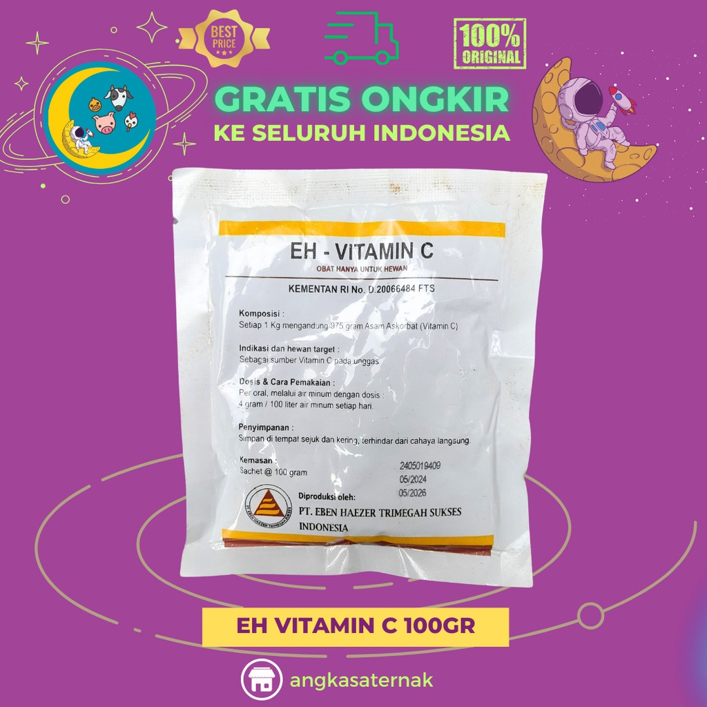 EH VITAMIN C 100 GRAM - Vitamin C Untuk Ternak Ayam Via Minum