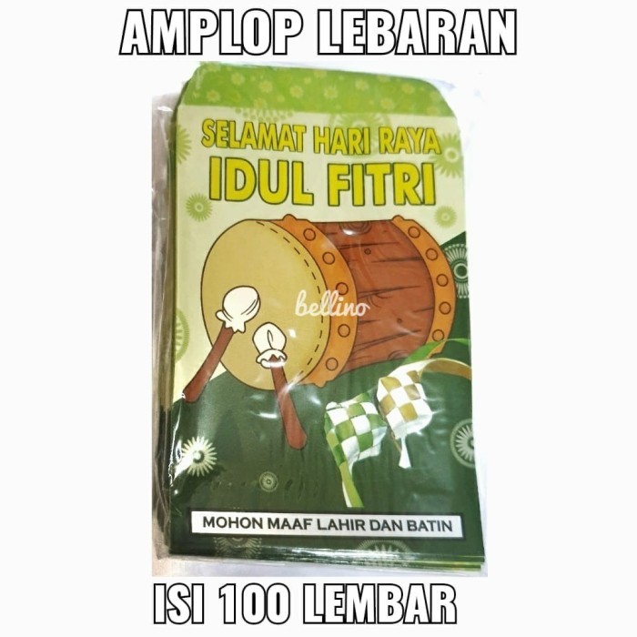 

NIRMALA 100pcs Amplop Lebaran Ampau Murah Uang Lebaran Idul Fitri Ukuran Seda - Beduk Hijau